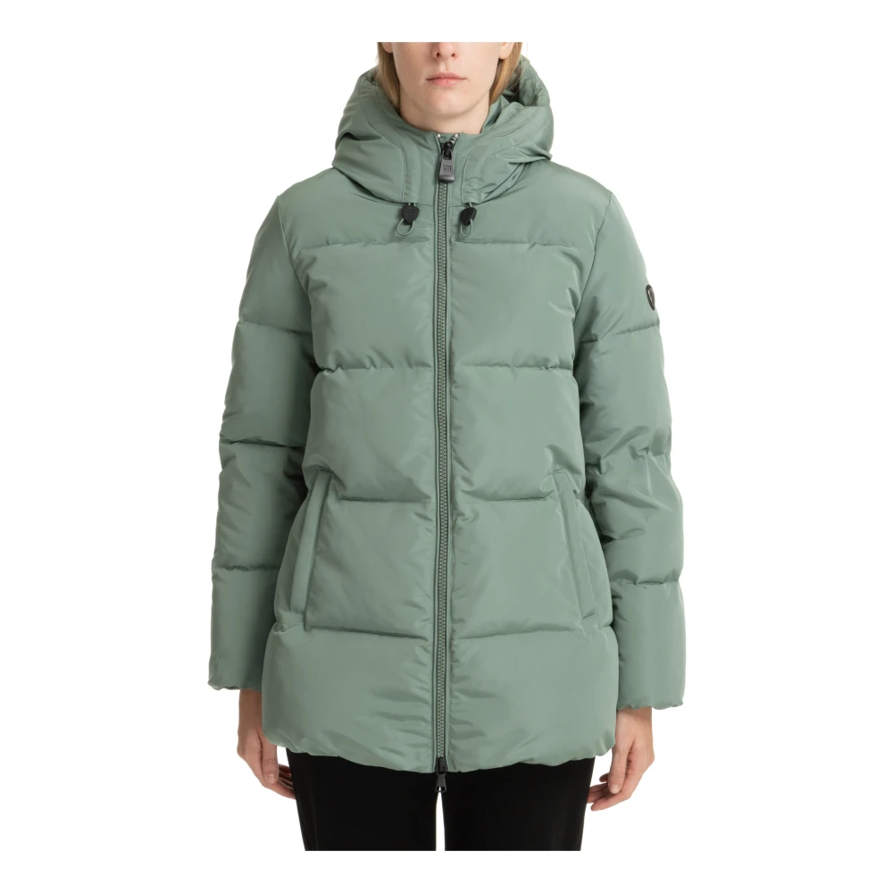 Emporio Armani EA7 Warme Donsjas met Capuchon Green Dames