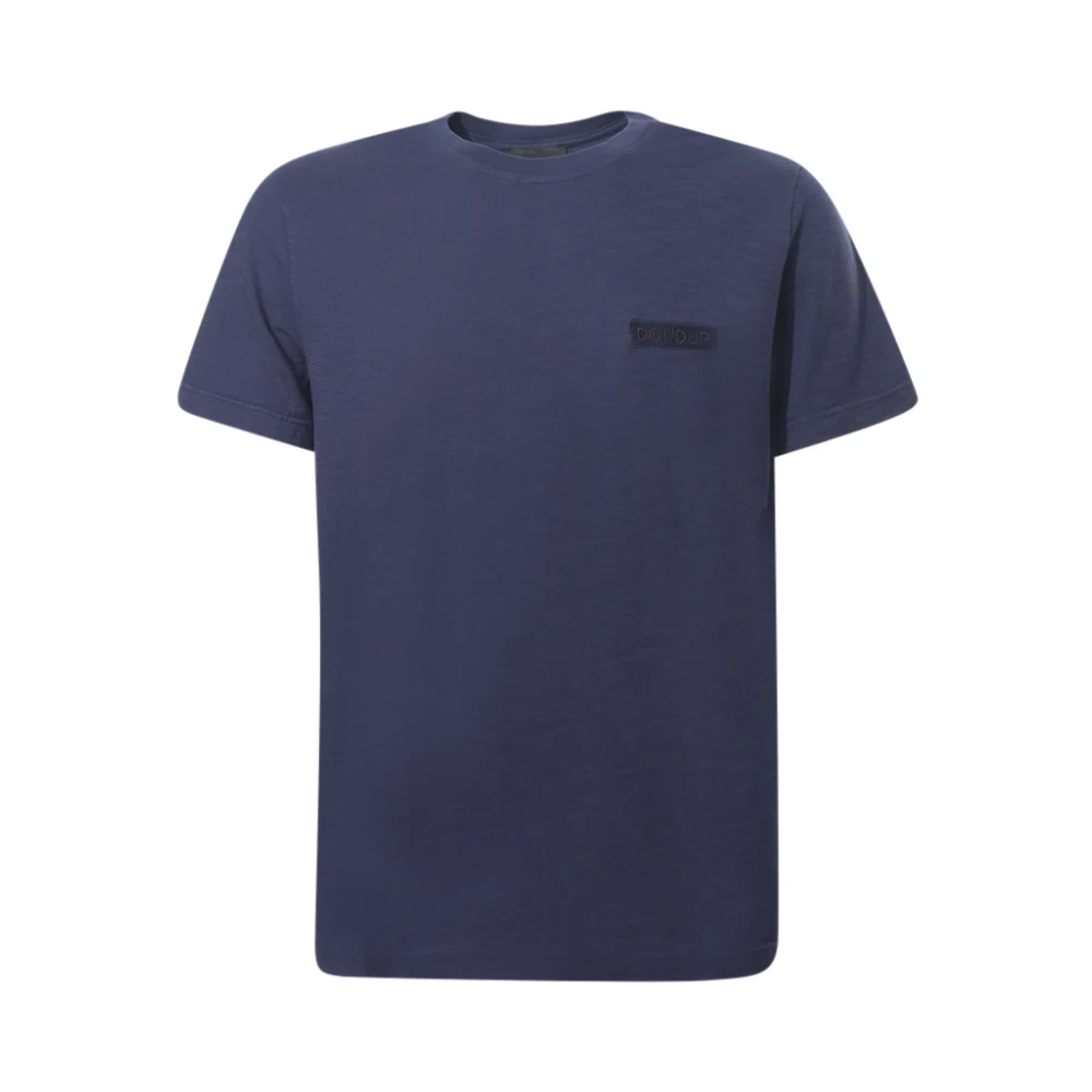 Dondup Blue T-Shirts, Male, L, T-Shirt Girocollo Regular In Jersey Fiammato