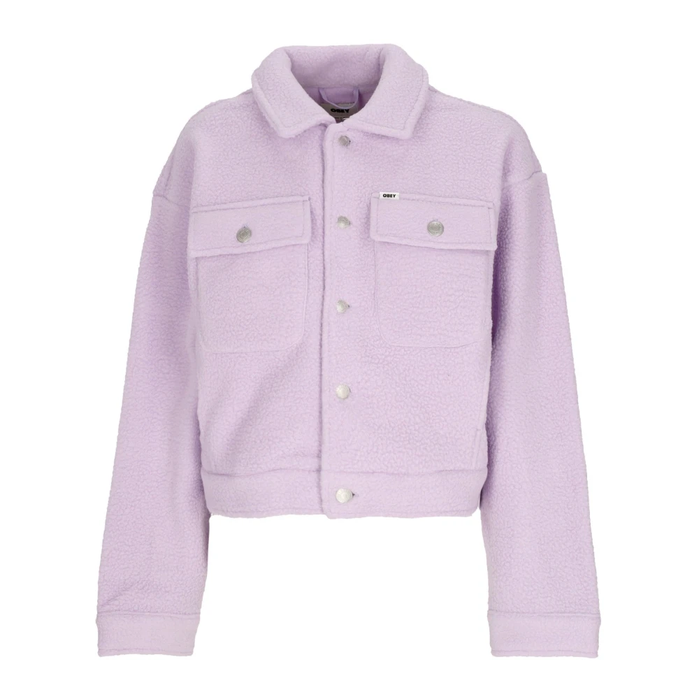 Obey Paarse Roze Fleecejas met Kraag Purple Dames
