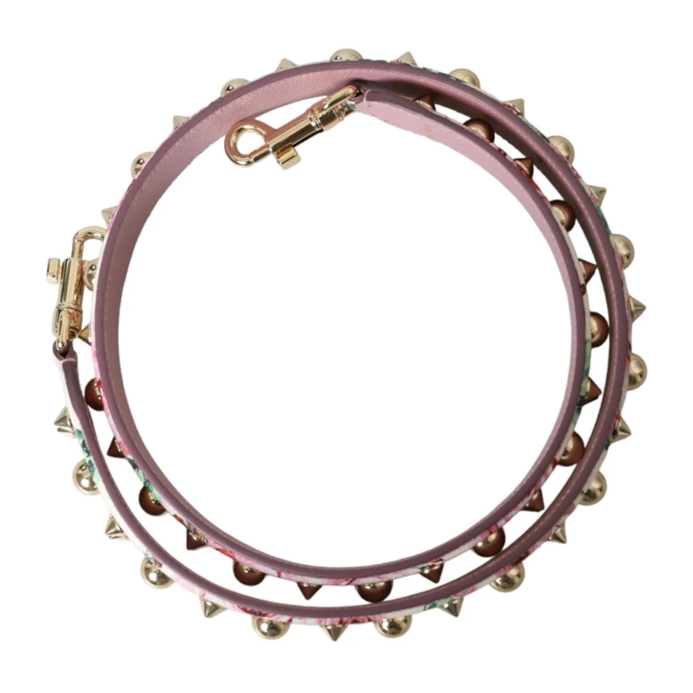 Dolce & Gabbana Roze Bloemen Leren Schouderband Multicolor Dames