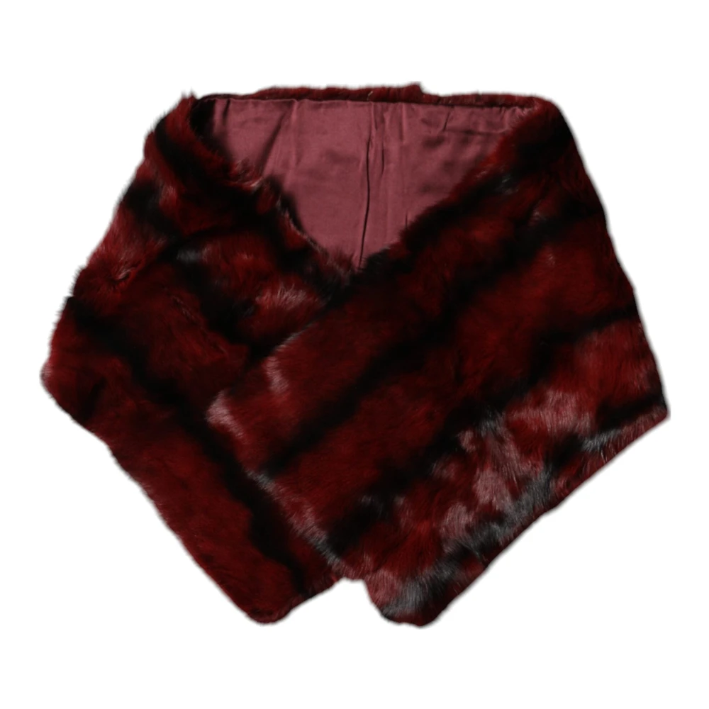 Dolce & Gabbana , Silk Scarves, Female, Multicolor, One Size, Stripe Fur Shawl Neck Wrap Scarf