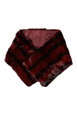 Stripe Fur Shawl Neck Wrap Scarf