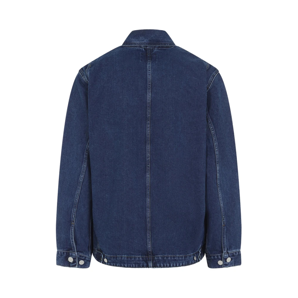 Carhartt WIP Blauwe Knoopsluiting Voorzijde Zak Jas Blue Heren