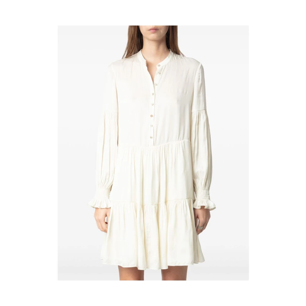 Zadig & Voltaire Ruffle Hem Drop Shoulder Jurk White Dames