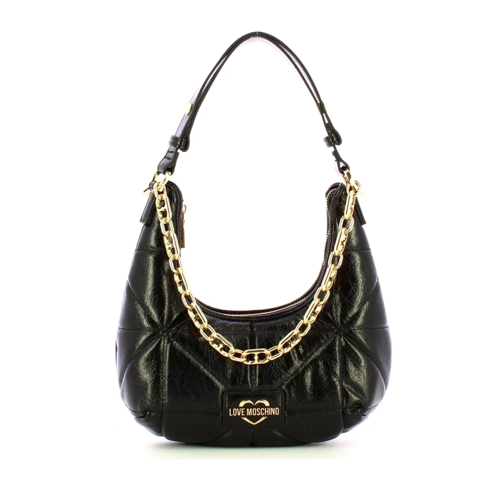 Love Moschino Zwarte Geometrische Hobo Tas Black Dames