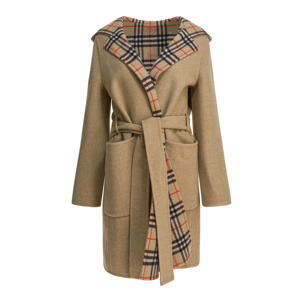 Burberry Women's Beige Belted Coats, S, Hampshire Reversible Coat