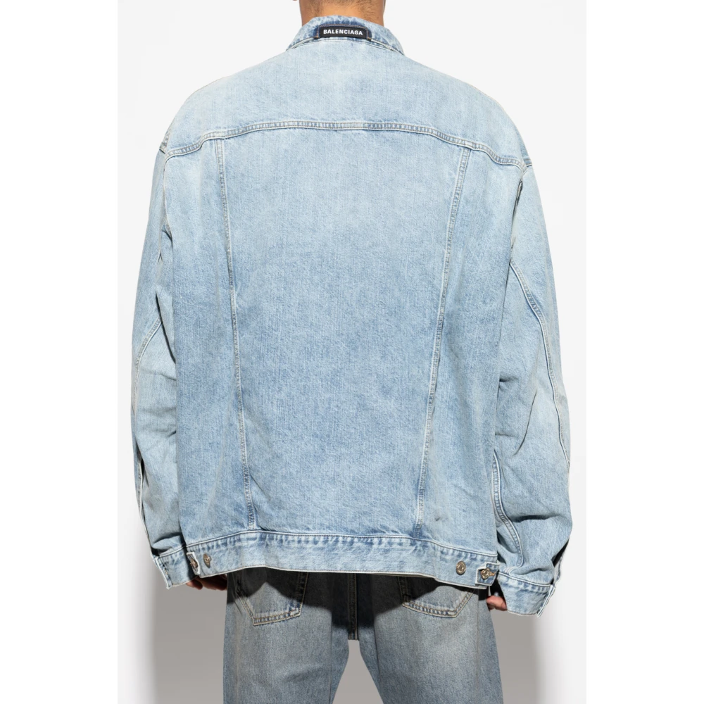 Balenciaga Denim Jack met Vintage Effect Blue Heren