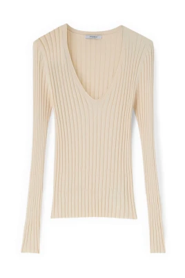 Sweater i platt ribbstickning