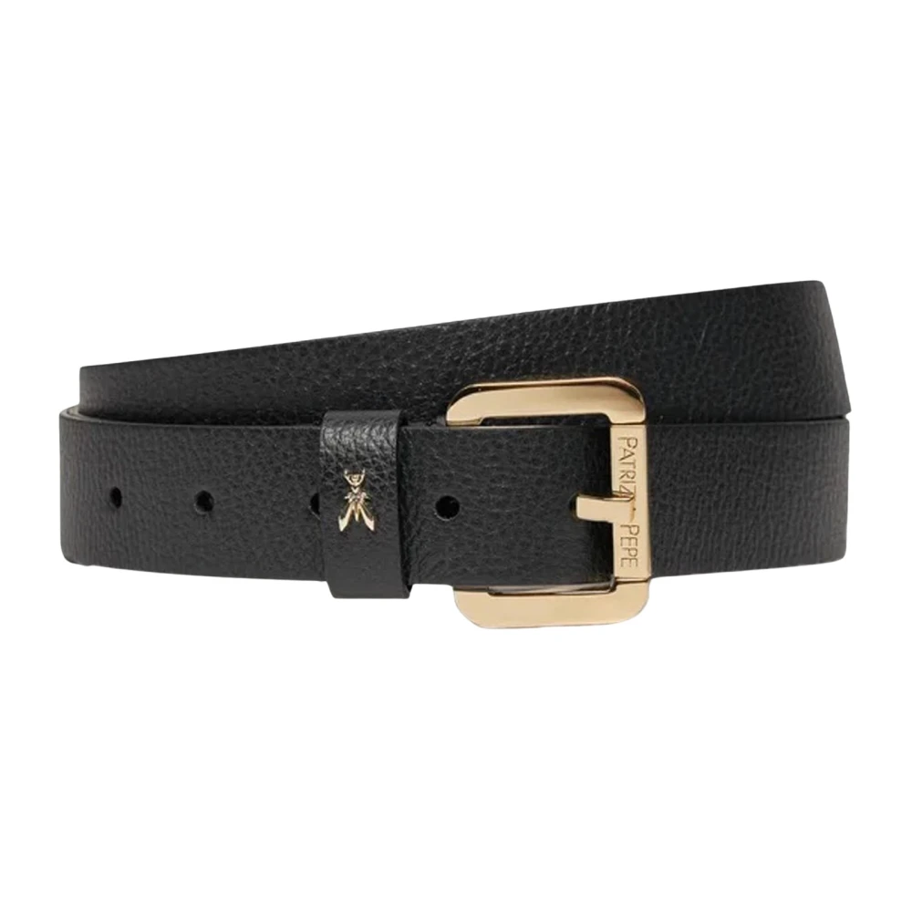 PATRIZIA PEPE Zwarte leren riem met rolgesp Black Dames
