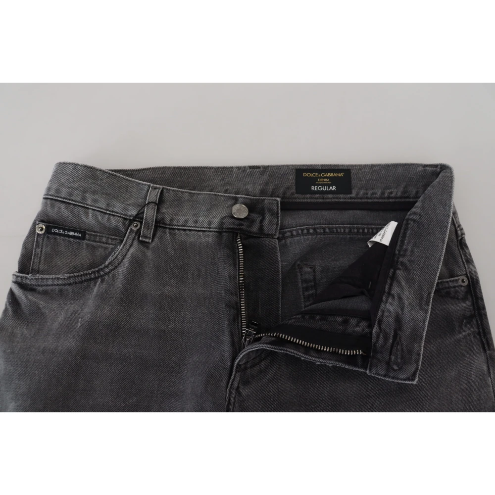 Dolce & Gabbana Elegante grijze geruite denim schat Gray Heren