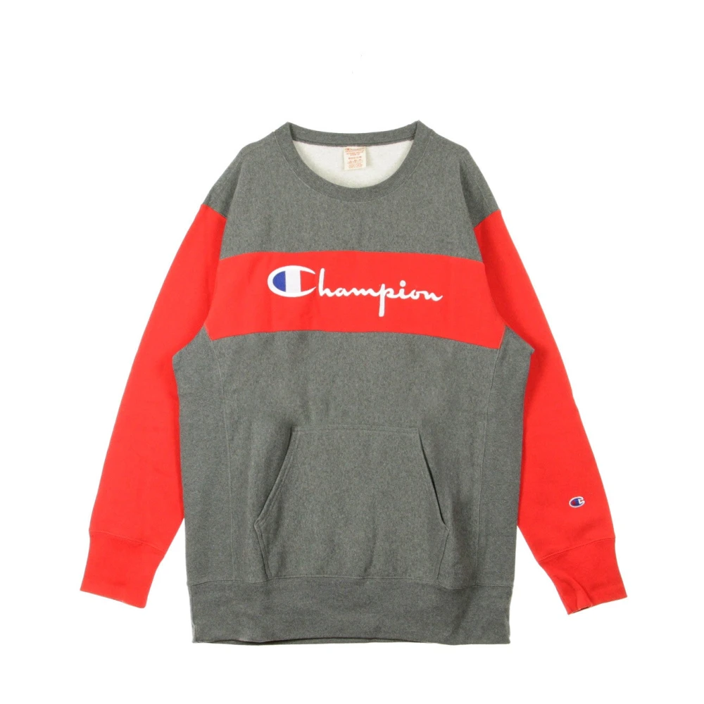 Champion Kleur Blok Kangoeroezak Sweatshirt Grijs Rood Gray Heren