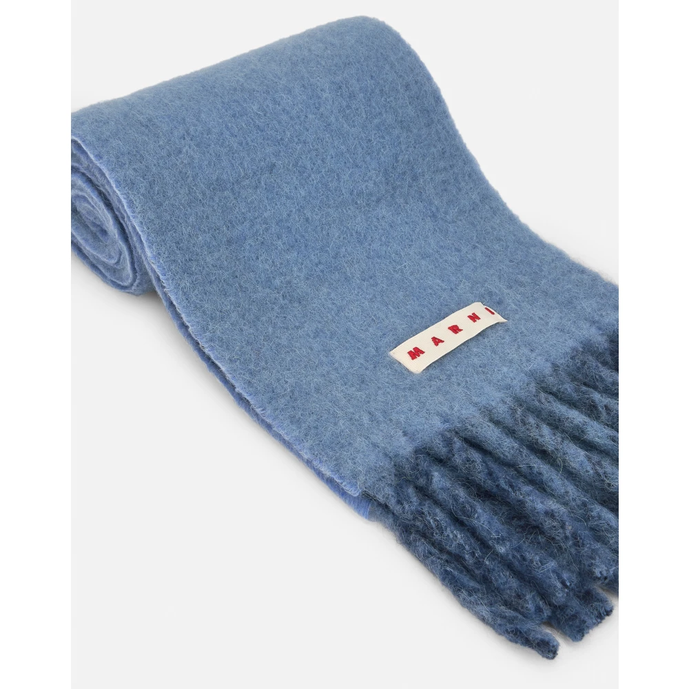 Marni Blauwe Logo Geborduurde Sjaal Blue Heren