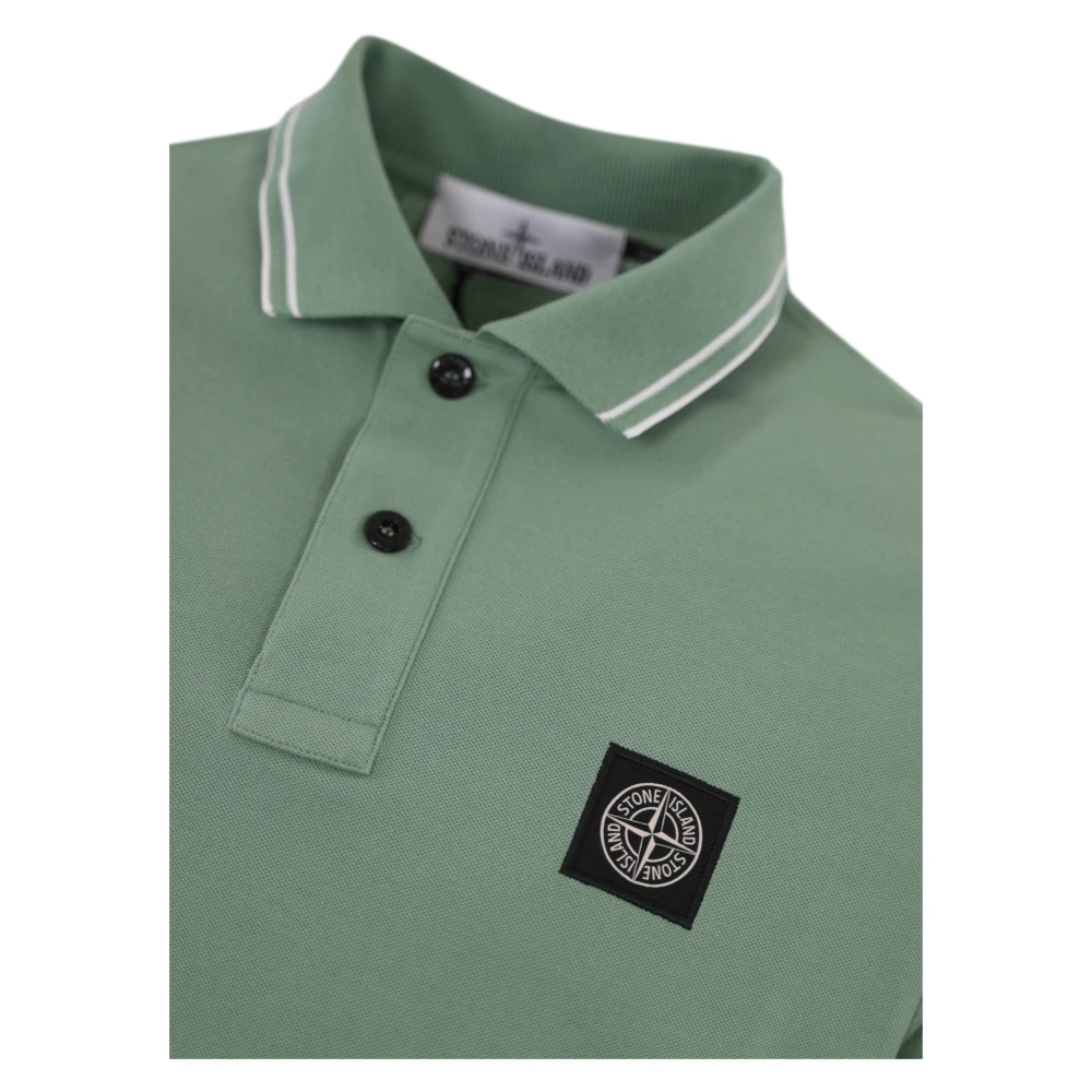 Stone Island Groene Katoenen Poloshirt Slim Fit Green Heren