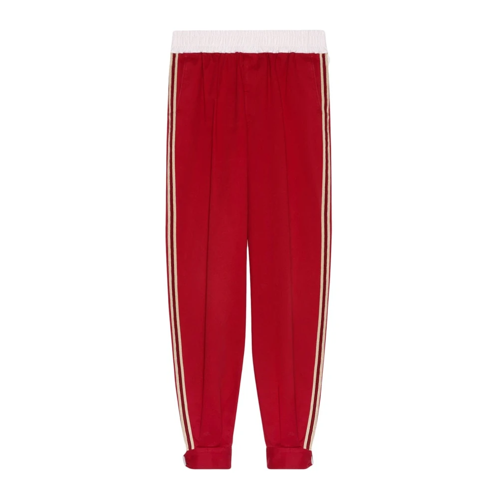 Gucci Rode katoenen boorbroek met contrasterende zijbanden Red Heren