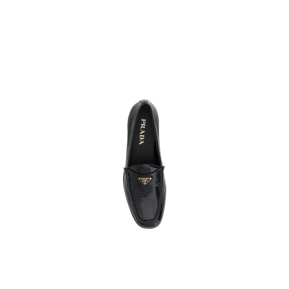 Prada Elegante Leren Loafers Black Dames