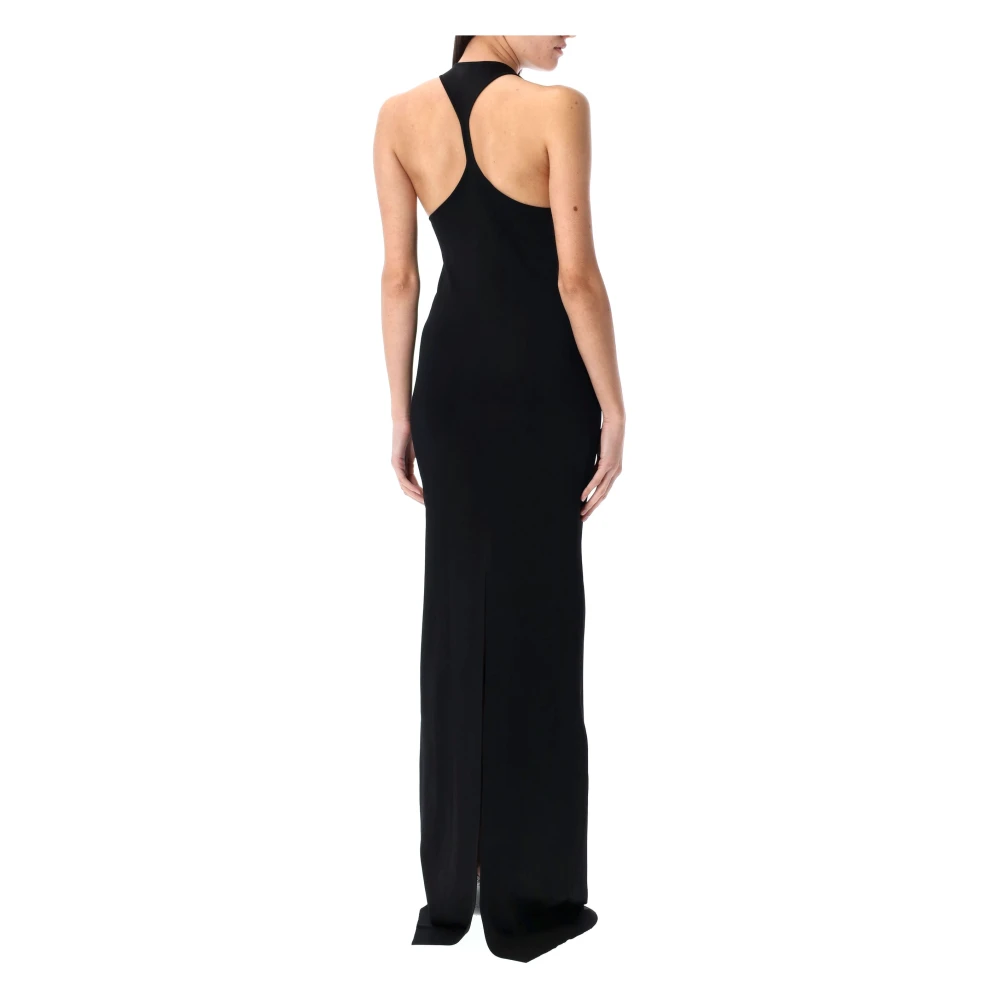 Saint Laurent Zwarte Lange Jurk Elegant Mouwloos Racerback Black Dames