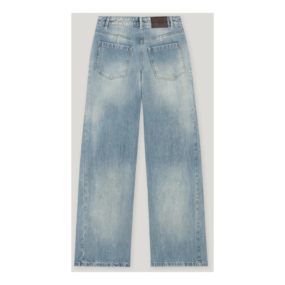 LUISA CERANO Vintage Wideleg Jeans met Destroy Effecten Blue Dames
