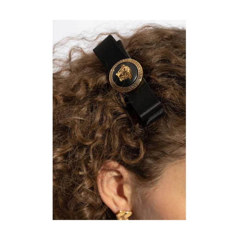 Versace Zwarte Medusa Plaque Haarklem Black Dames