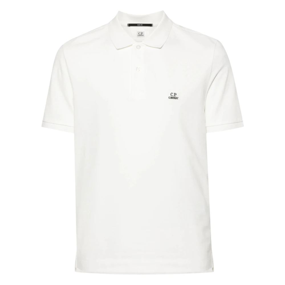 C.P. Company Logo Patch Polo Shirt White Heren