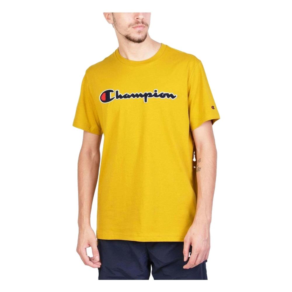 Champion T-Shirt Logo Crew T-shirt Yellow Heren