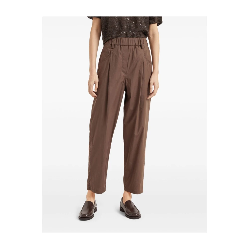 BRUNELLO CUCINELLI Bruine Broek Elegante Stijl Brown Dames
