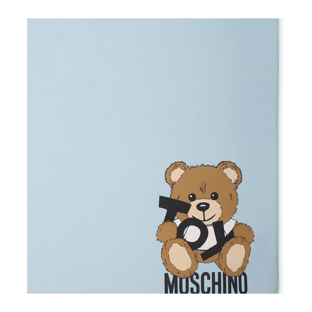 Moschino Teddybeer Logo Lichtblauwe Deken Blue Unisex