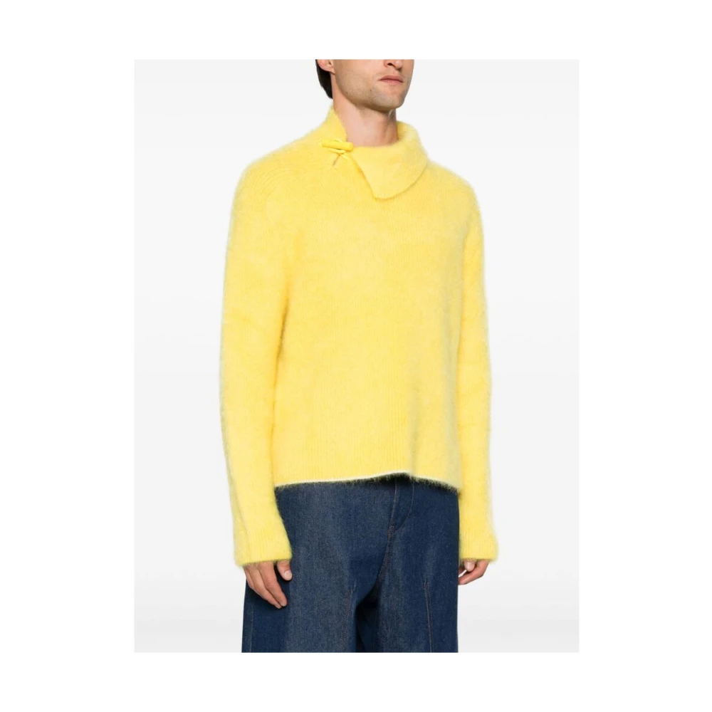 Jacquemus Gele Mohairmix Gebreide Trui Yellow Heren