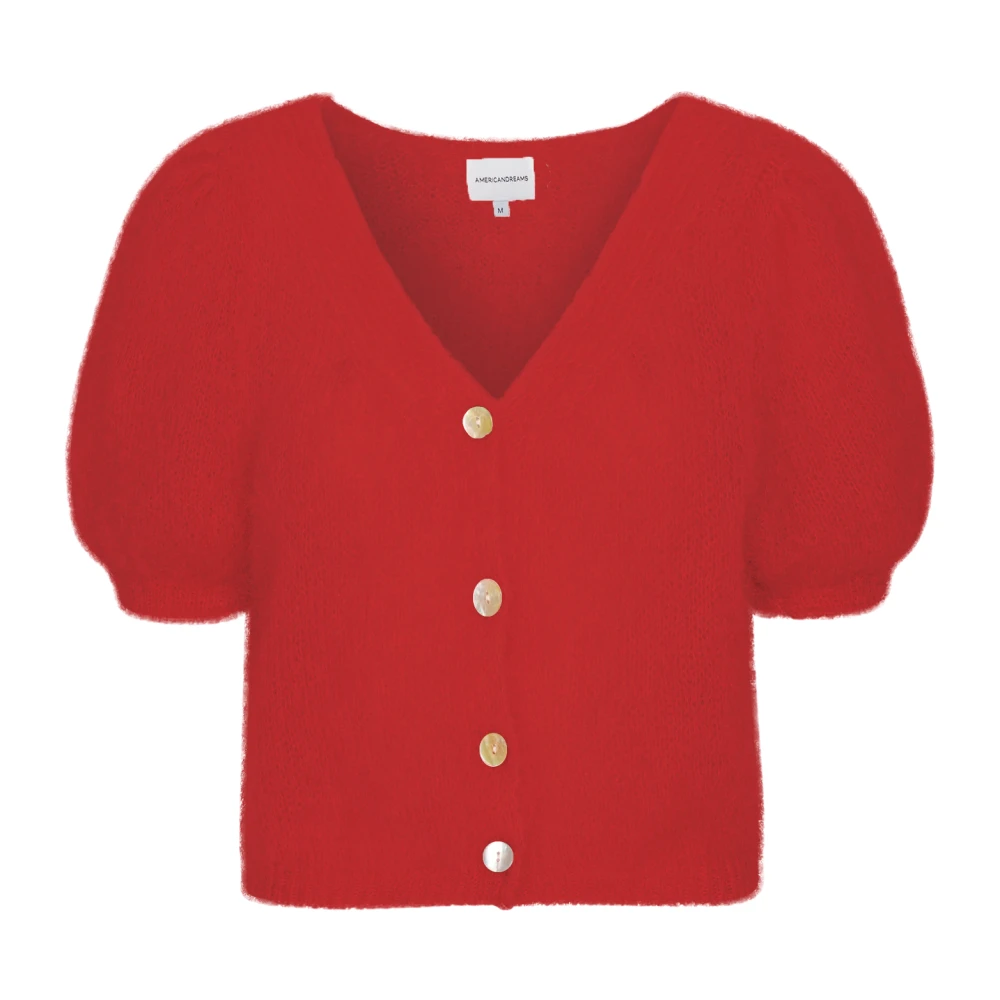 American Dreams Rode V-hals Korte Cardigan Red Dames