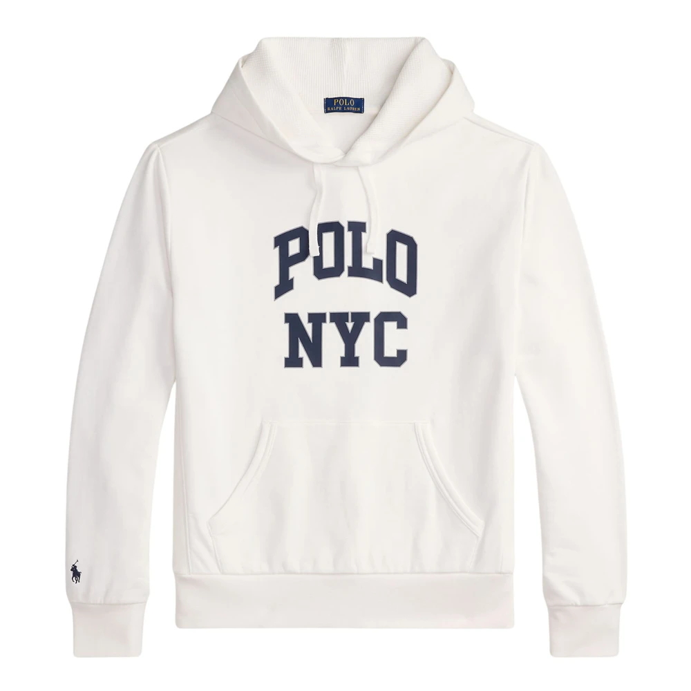 Ralph Lauren Men's White Hoodies, M, Fleece Graphic Sweatshirt