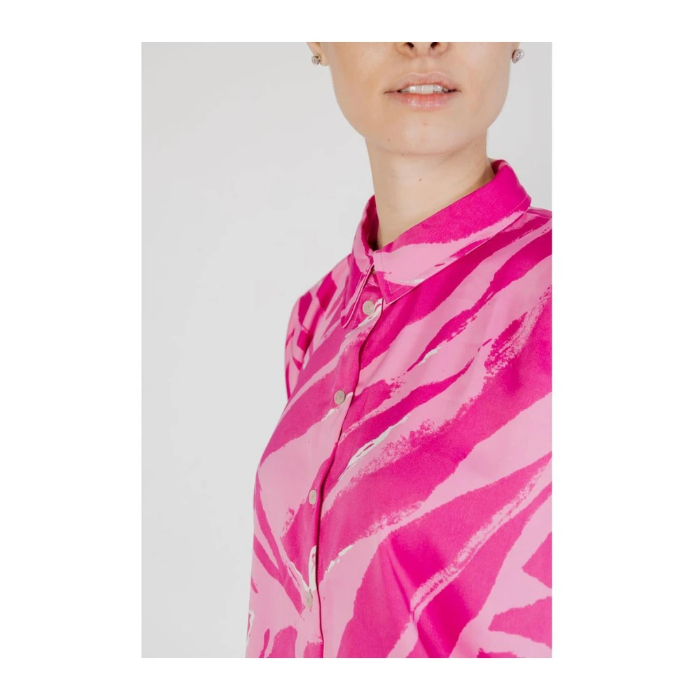 Only Roze Abstract Print Lange Mouwen Shirt Pink Dames