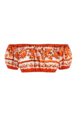 Majolica-print poplin top