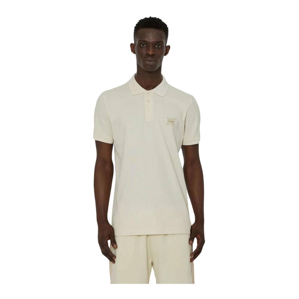 John Richmond Logo Polo Shirt Short Sleeve Button White Heren