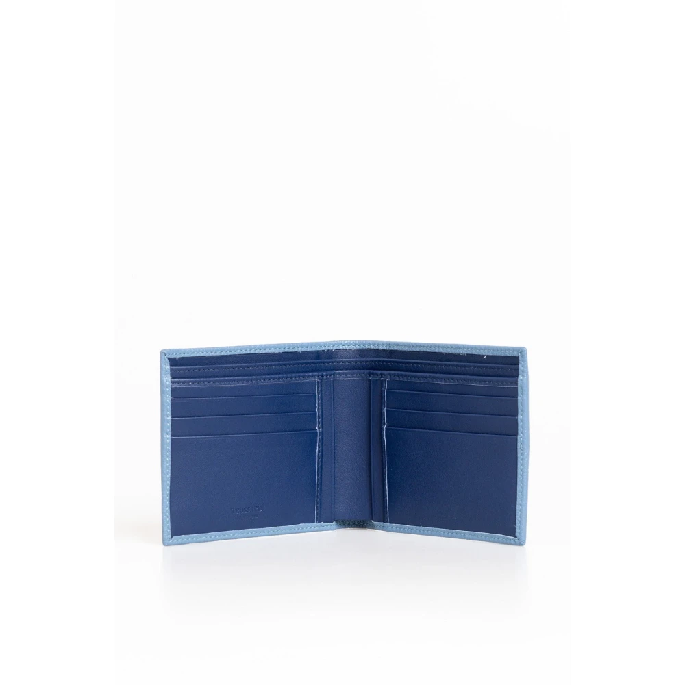 Trussardi Leren Portemonnee met Frontaal Logo Blue Heren