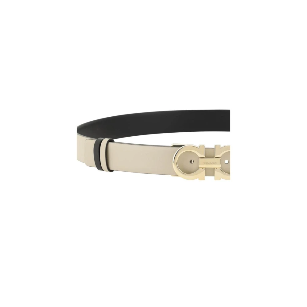 Salvatore Ferragamo Omkeerbare leren riem met Gancini gesp Beige Dames