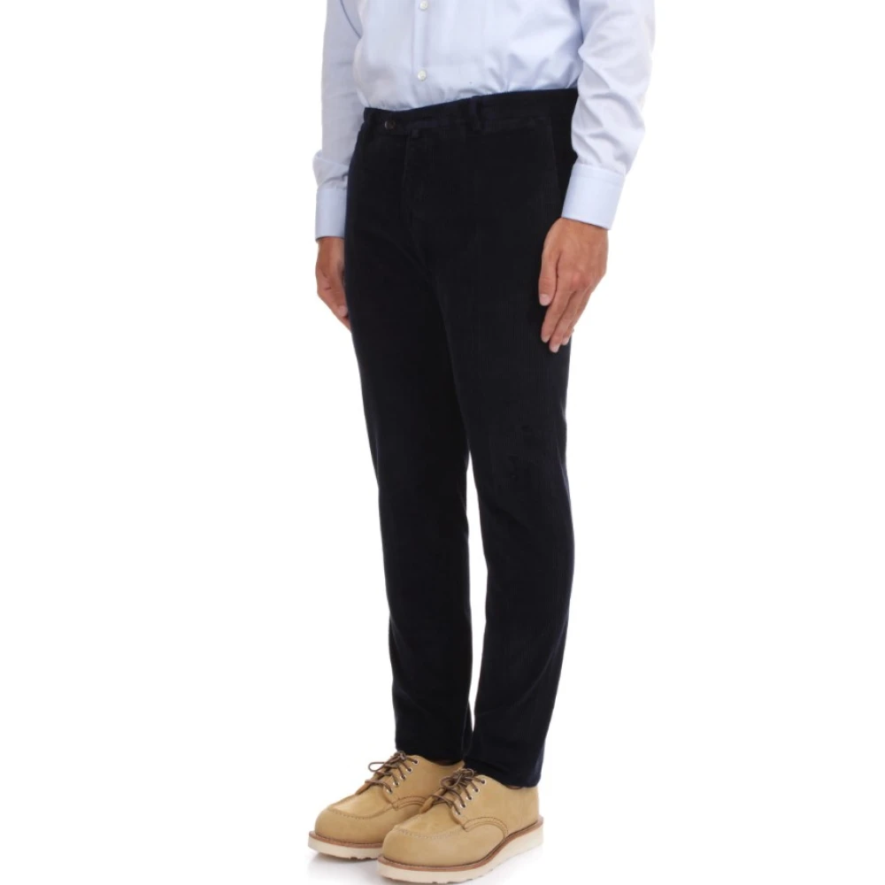 Briglia Blauwe Corduroy Broek Slim Fit Blue Heren
