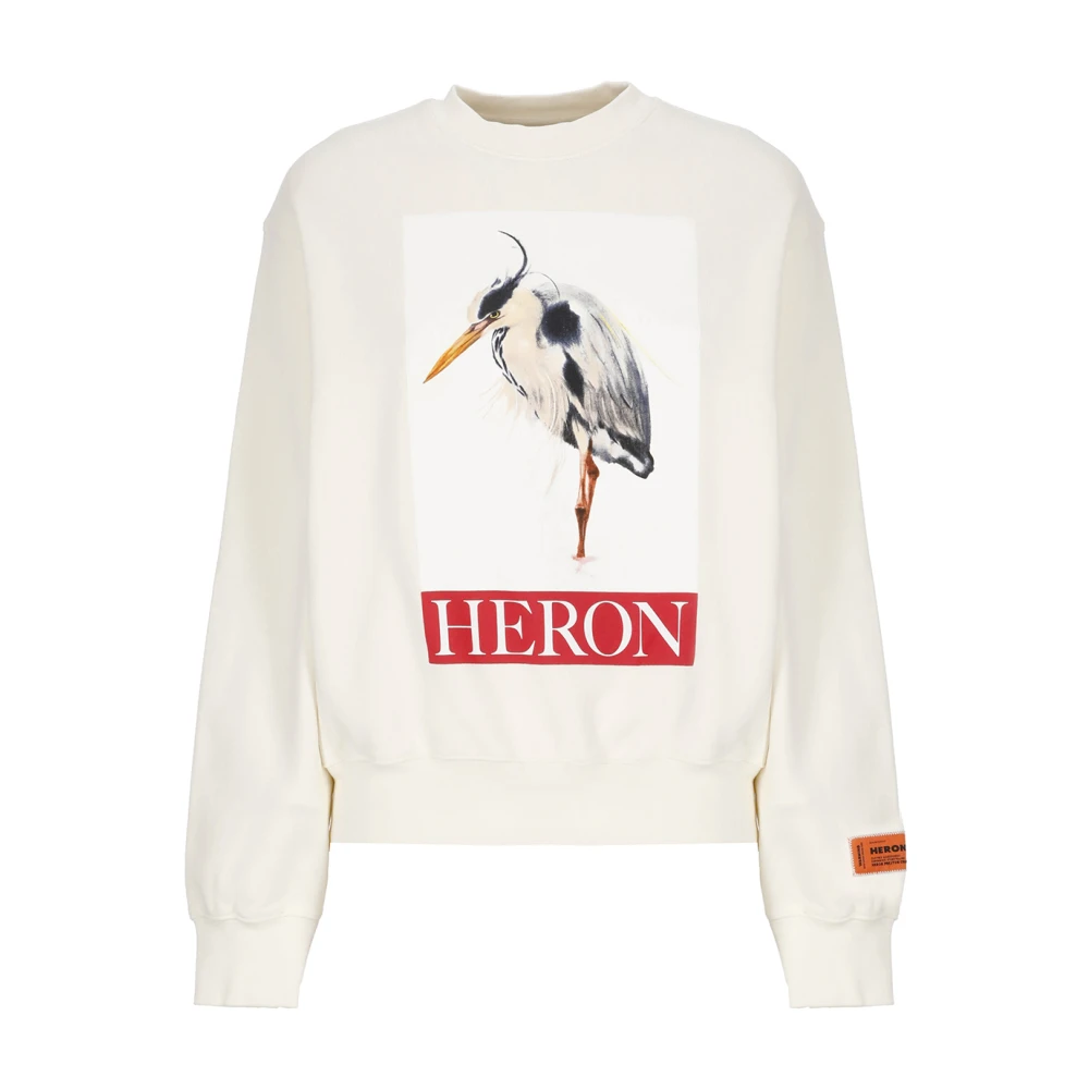 Heron Preston Ivoor Katoenen Sweatshirt met Logo Print Beige Dames