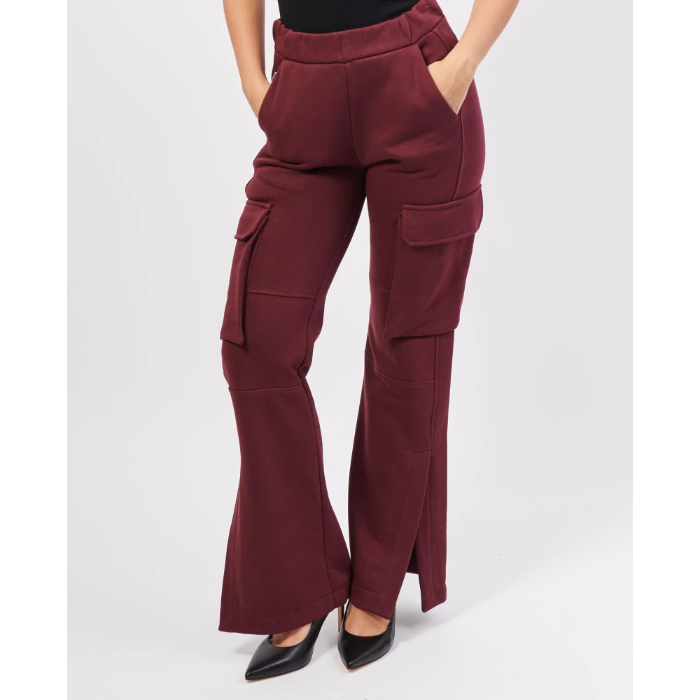 Jijil Cargo broek met wijde pijpen en enkelsplitten Red Dames