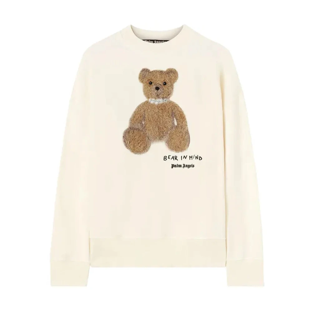 Palm Angels Uomo Bianco Felpa Bianca Bear In Mind