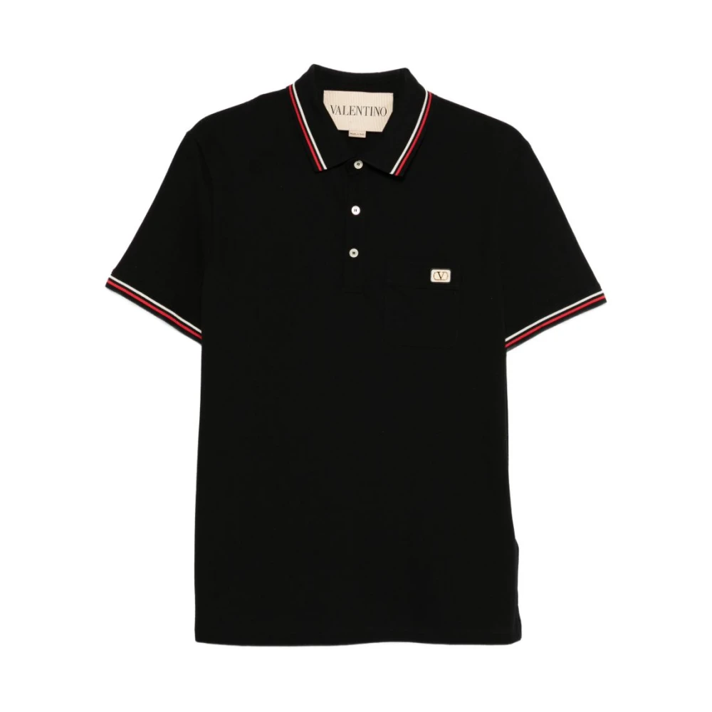 Valentino Men's Black Vlogo Signature Cotton Piqué Polo Shirt