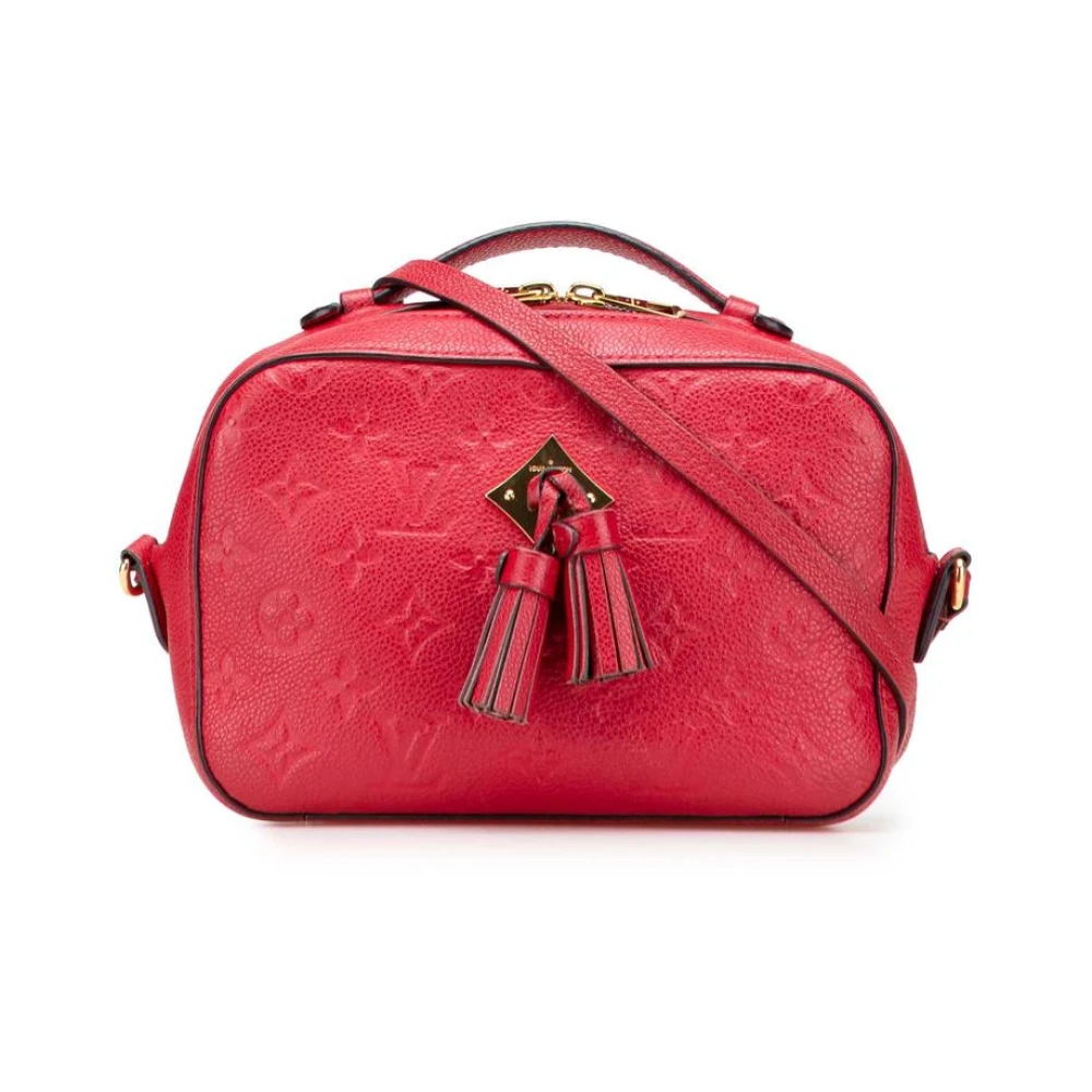 Louis Vuitton Vintage Women's Red Pre-Owned Embossed Leather Crossbody Bag With Tassel Accent And Top Handle