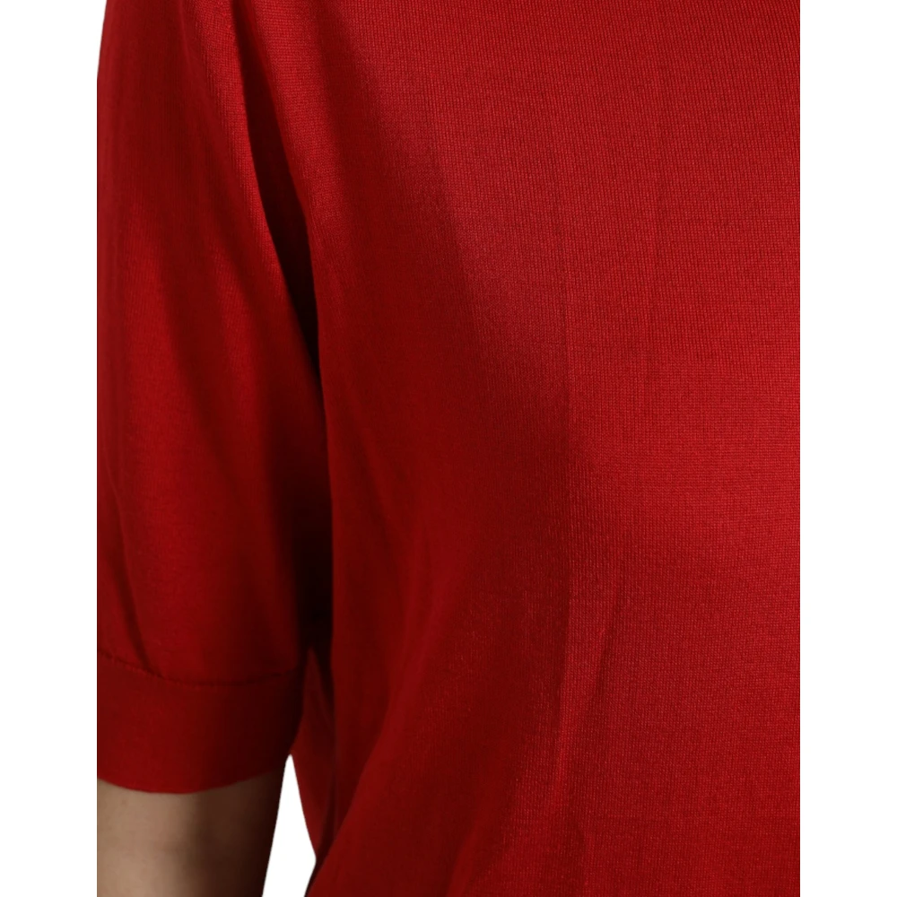 Dolce & Gabbana Rood Zijden Ronde Hals Top Red Dames