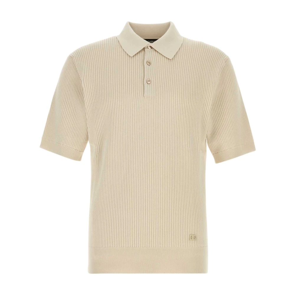 Dolce & Gabbana Beige Polo Shirts, Male, M, Micro-Rib Cotton Polo Shirt
