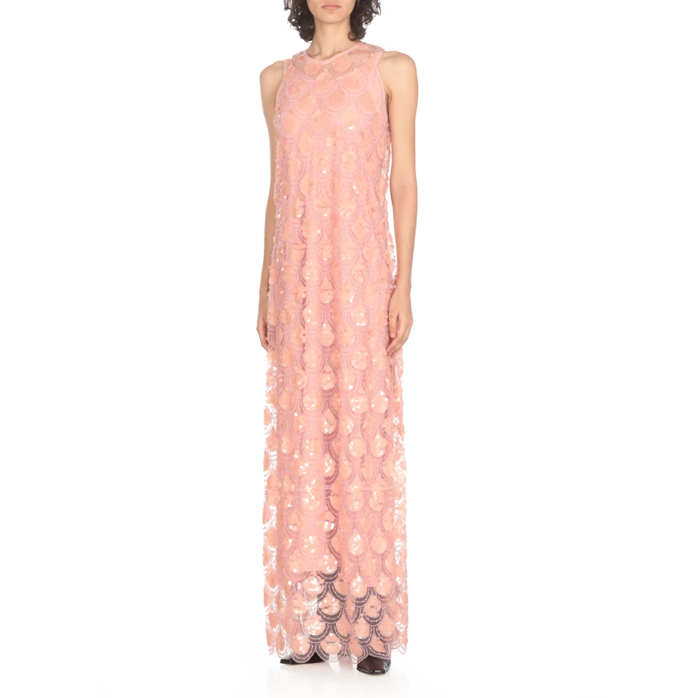 Rotate Birger Christensen Roze Paillet Mouwloze Jurk Pink Dames