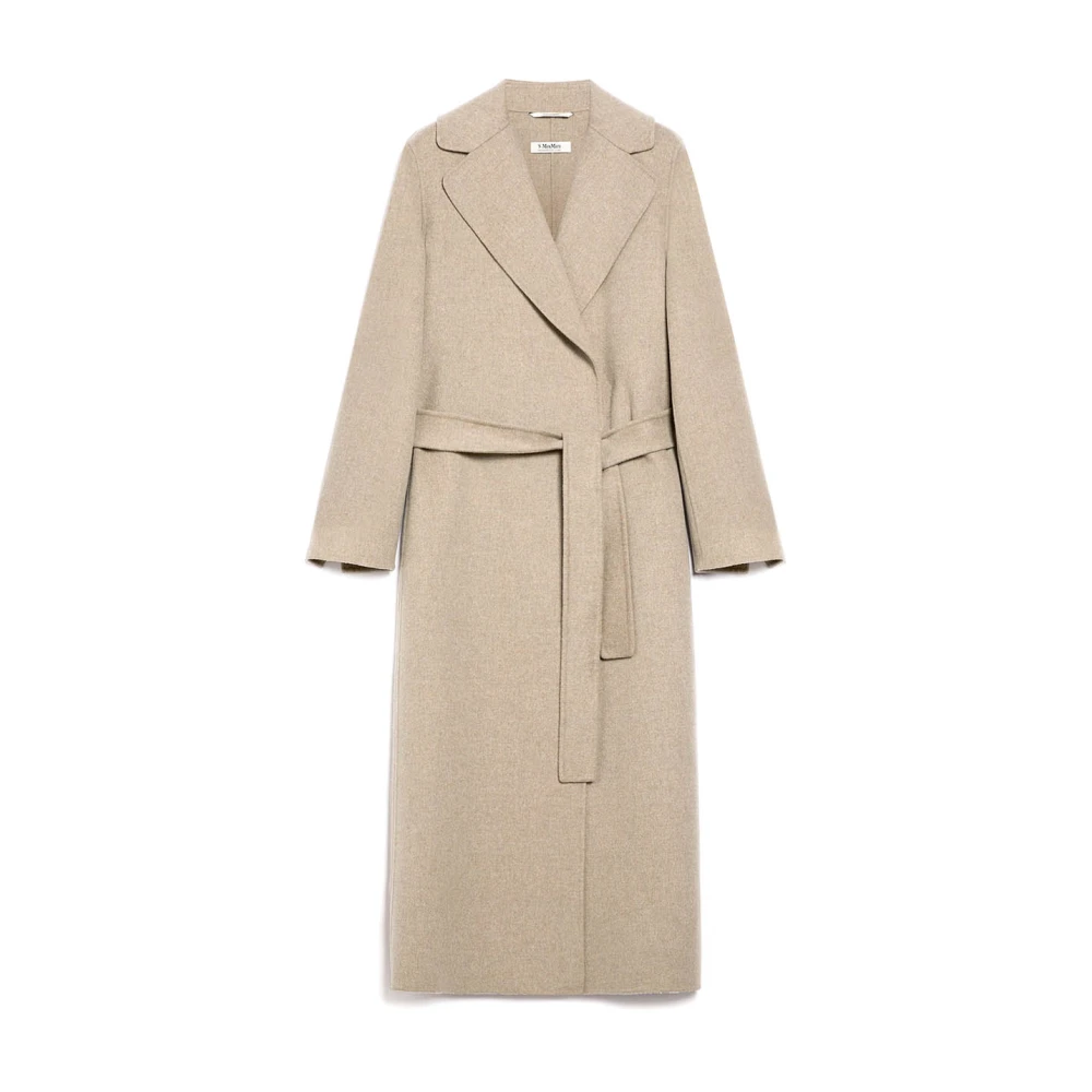 Max Mara Handgemaakte lange wollen jas met brede reverskraag Beige Dames