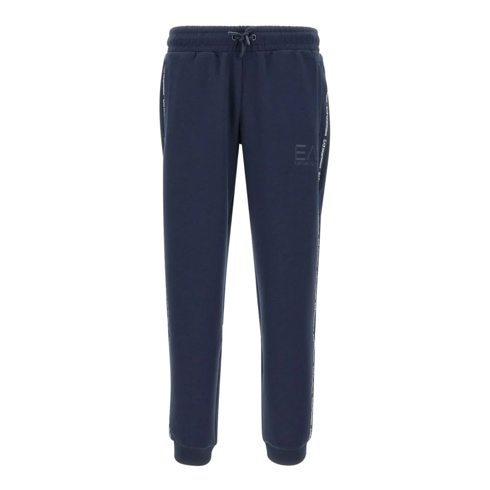 Emporio Armani EA7 Blauwe Joggerbroek met Logo Lettering Blue Heren