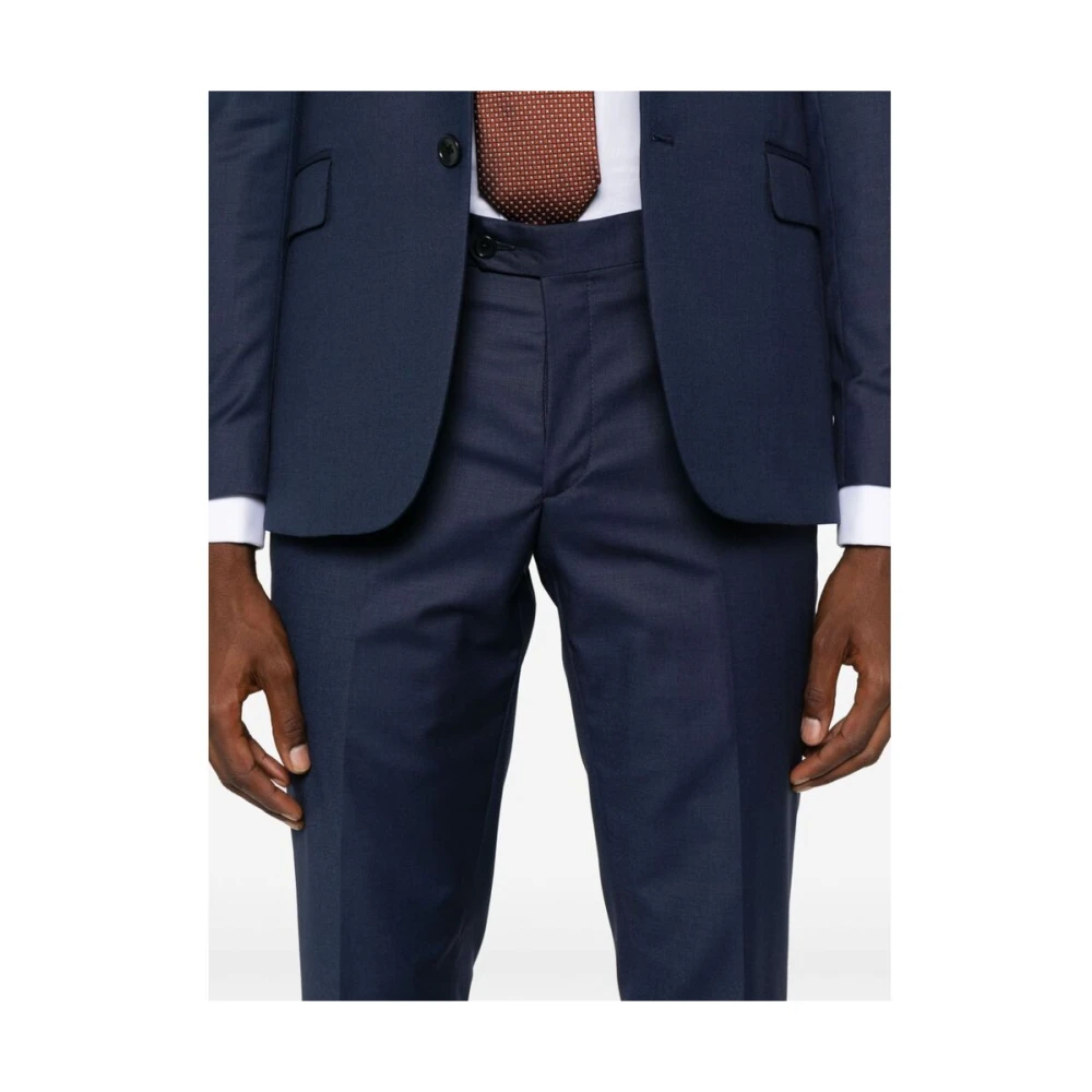 Reveres 1949 Blauw Twill Maatpak met Peak Revers Blue Heren