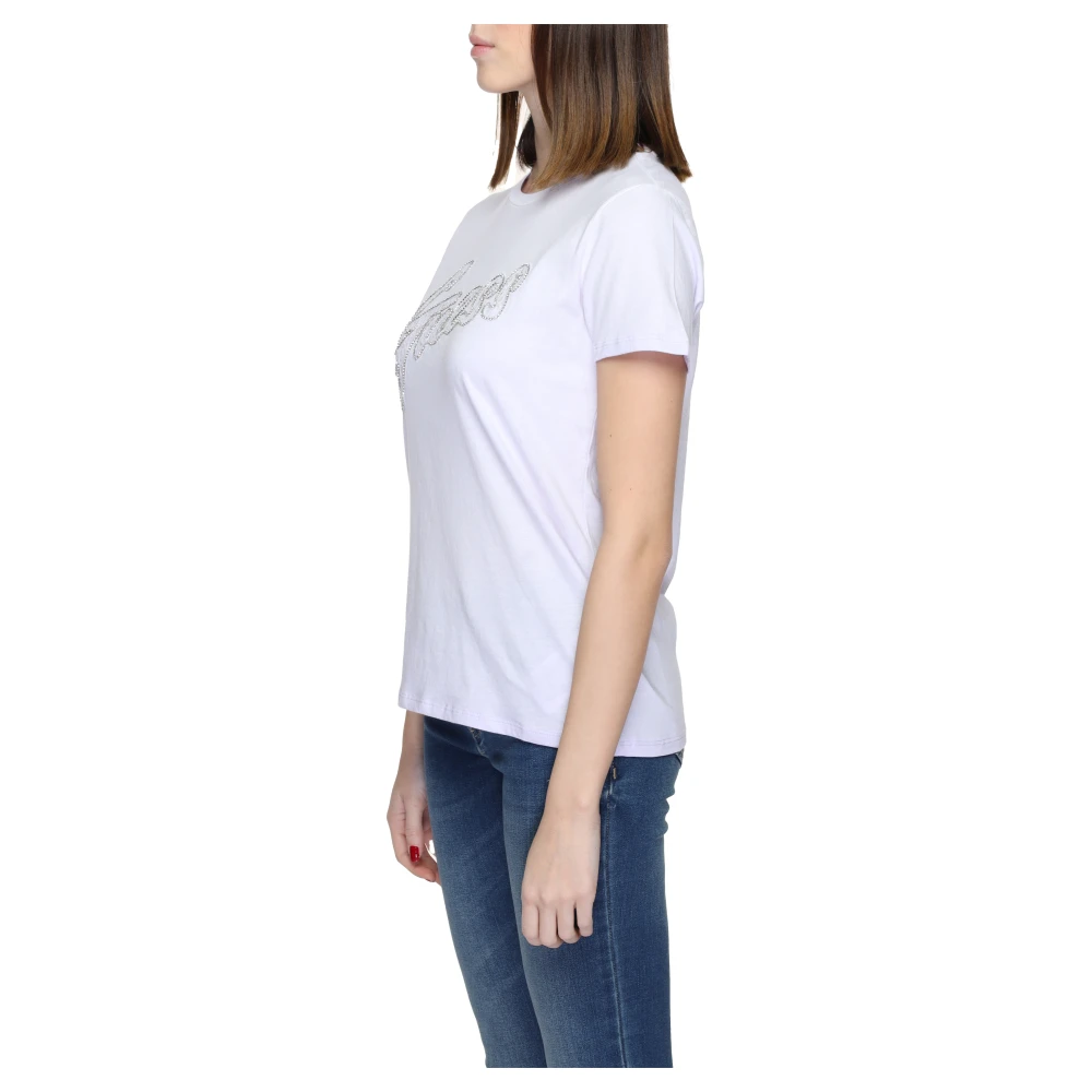 Guess Kant Logo T-Shirt Lente Zomer Collectie Purple Dames