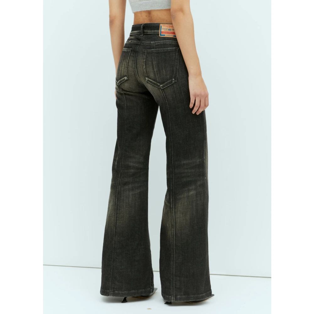 Diesel Gepaneelde Flared Jeans met Lage Taille Black Dames