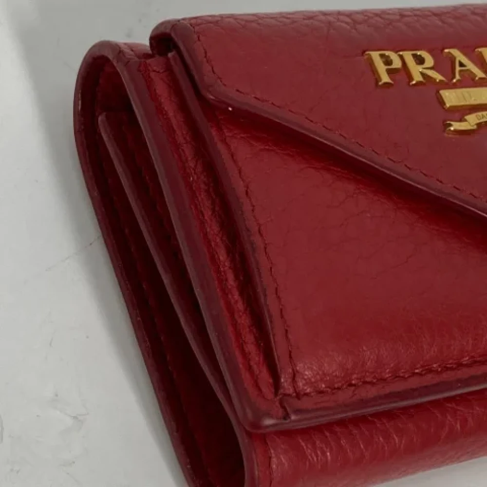 Prada Vintage Pre-owned Leather wallets Red Dames