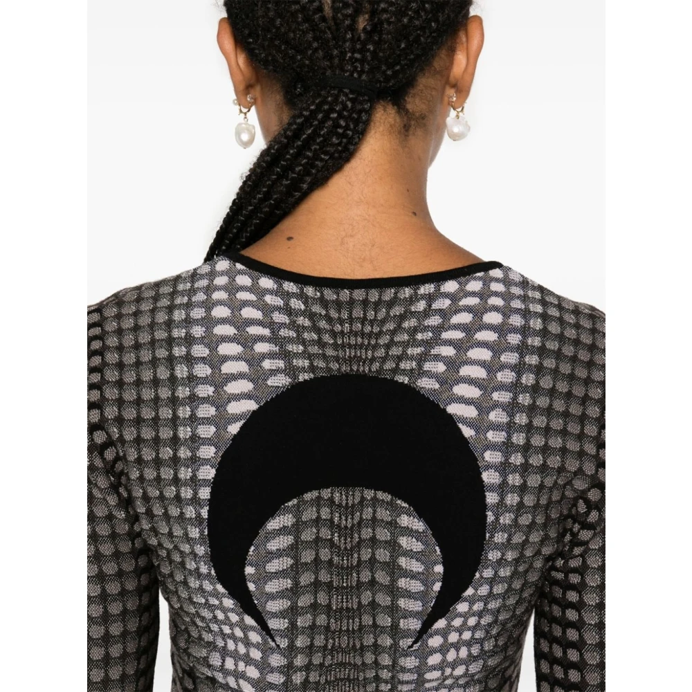 Marine Serre Grijze Crescent Moon Jacquard Top Gray Dames